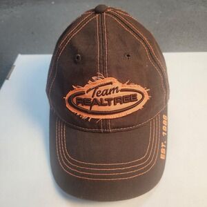 Team Realtree Hat Cap Strap Back Mens One Size Brown Orange Embroidered Hunting